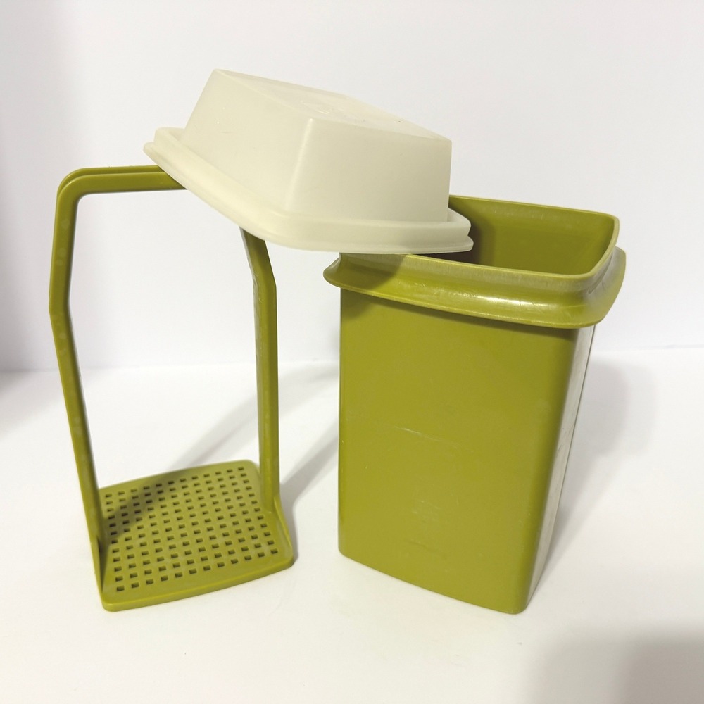 Vintage Tupperware Avocado Green Pickle Lifter Container with Strainer Lid